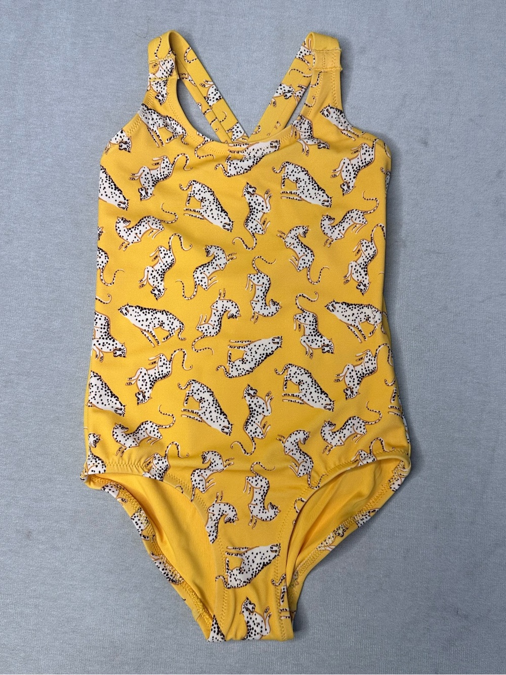 Girl’s Yellow Leopard Print One-Piece Swimsuit size XS - brand new